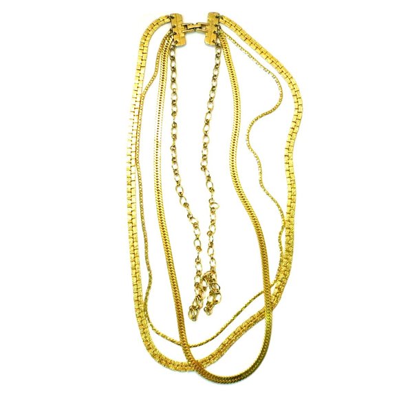 Gold Plated 4 Layered Multi Strand Necklace - Picture 5 of 6